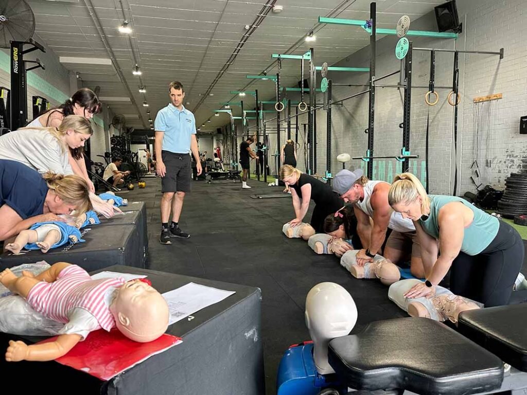 Performing Hltaid011 First Aid Course​ at the gym. We come to businesses to train first aid certificate in perth, joondalup, mandurah, rockingham, armadale. ​